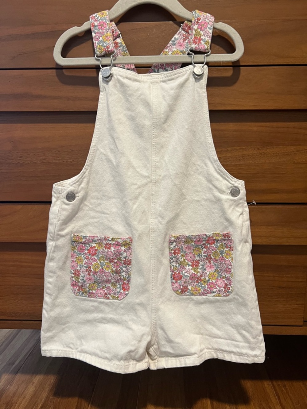 Zara Cream Floral Pocket Short Overalls
